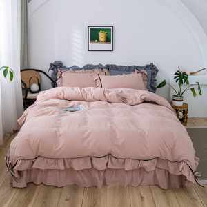 Juego de Ropa de Cama para Niñas Sweet Princess, 4 Piezas, con Volantes, de Algodón Sólido, Incluye Falda de Cama, Cubrecama, Sábana y <span class=keywords><strong>Funda</strong></span> de Edredón para Dormitorio - Product Image 5