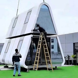 Casa Triangular Moderna Tipo Cápsula Espacial, Casa Móvil para Vacaciones al Aire Libre, Prefabricada de Doble Capa, de Acero, Impermeable y Resistente al Viento - Product Image 1