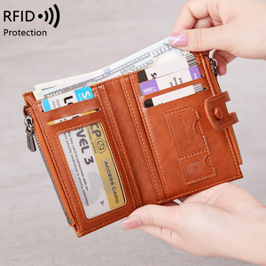 Nouveau portefeuille antivol RFID avec double fermeture éclair, en cuir PU vintage, porte-cartes de visite et passeport pour la mode européenne et américaine - Product Image 1