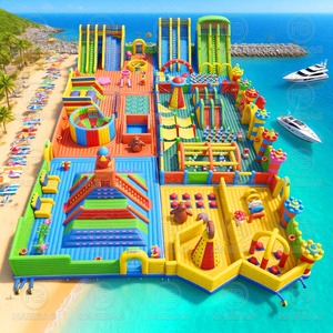 Khổng lồ công viên chủ đề vui vẻ thành phố sân chơi trượt bơm hơi trở ngại lâu đài trả lại Combo Inflatable Trampoline công viên nhảy Bouncer - Product Image 1