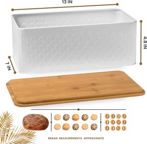 Casa cucina in metallo contenitore per il pane con coperchio in bambù utilizzabile come tagliere Breadbox supporto <span class=keywords><strong>latta</strong></span> per cucina - Product Image 4
