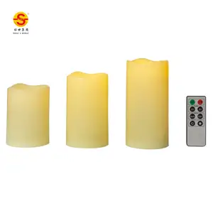 D7.5cm led candle battery operate remote control flameless candle with timer function