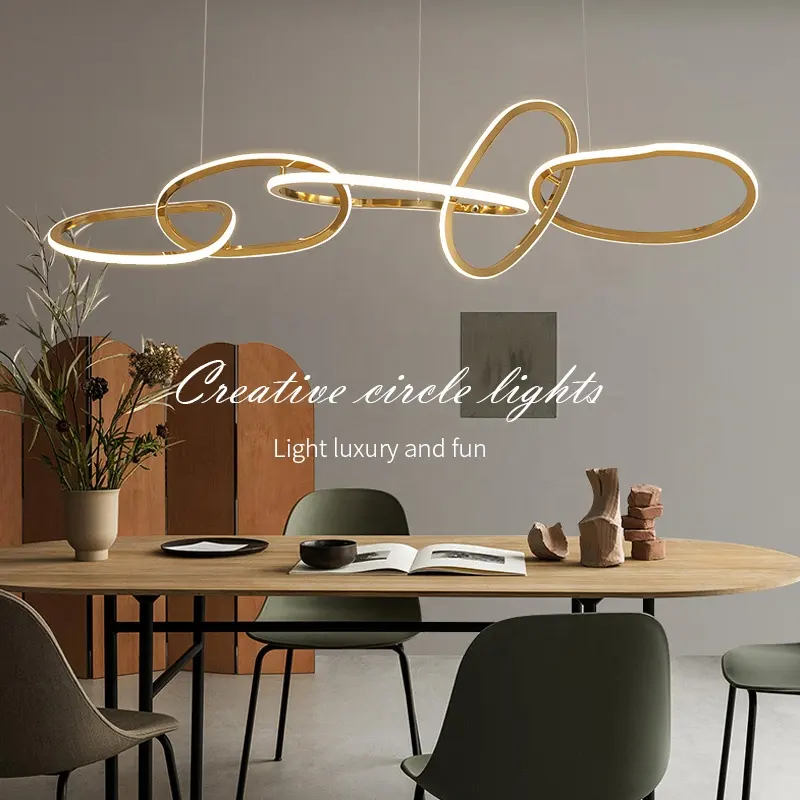 Modern Design Dining Table Pendant Light Custom Irregular Ring Kitchen Island Dinning Area Chandelier Lamp