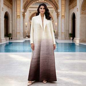 Nouvelle <span class=keywords><strong>mode</strong></span>, cape plissée à dégradé de couleurs, cardigan long pour femmes, veste de robe, abaya pour femmes musulmanes de Dubaï - Product Image 2