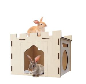 Maison de lapin avec perche spacieuse Hidey Playhouse détachable pour lapin cachette <span class=keywords><strong>château</strong></span> tour jouets Hamster Chinchilla - Product Image 1