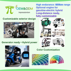 Triciclo Eléctrico de Carga IMP 2026 OEM 48, Ahorro de Energía, Carrocería Abierta, Largo Alcance, Motocicleta Scooter Trike, 4 Pasajeros, Carga Útil de 400 kg+ - Product Image 3