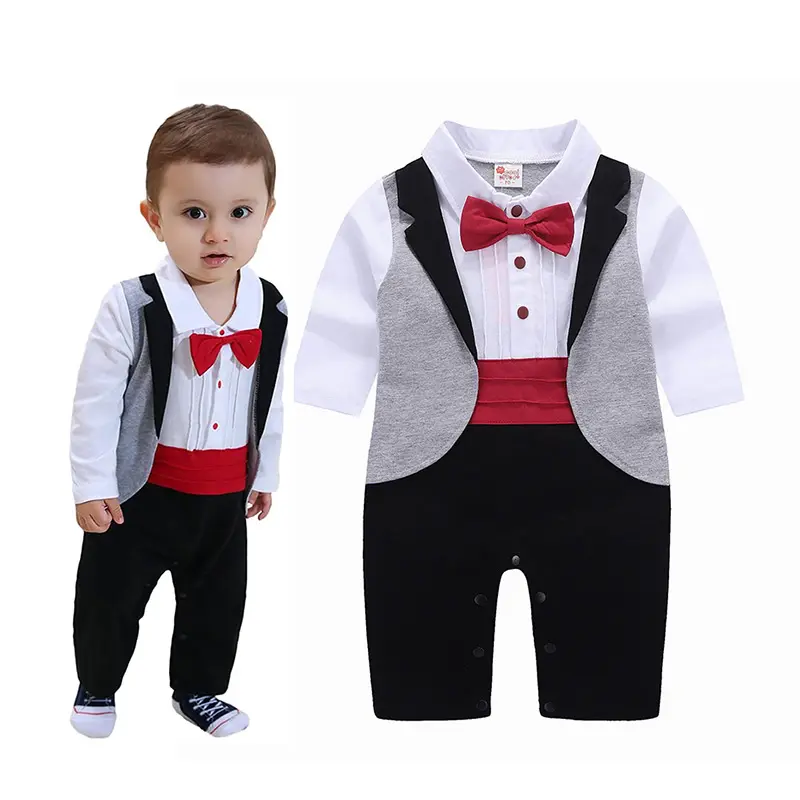 Vestiti estivi per bambini Baby Boys Tuxedo Gentleman tutina pagliaccetto tuta battesimo vestito ragazzo BBRS-002