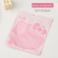 Sac d'emballage transparent brillant auto-scellant rose motif chat de dessin animé, accessoire décoratif mignon et adorable pour filles