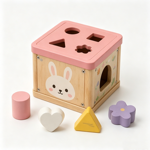 Cube de tri de formes en bois personnalisé par le fabricant, jeu de reconnaissance de blocs colorés faits à la main, jouet en bois Montessori du Vietnam - Product Image 2