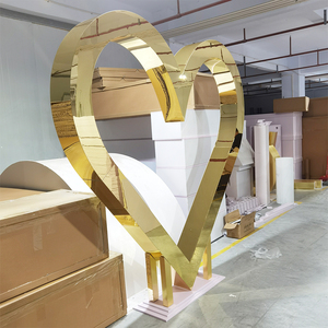 New Type <b>Backdrop</b> Heart Shape Wedding Gold Acrylic Flower Arch <b>Stand</b> Background for Wedding Stage Decoration - Product Image 6