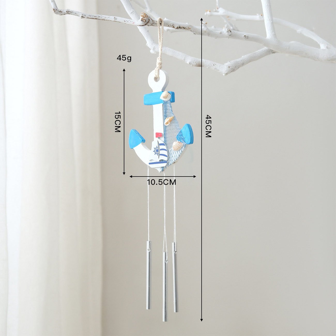 Small anchor sailboat wind chimes