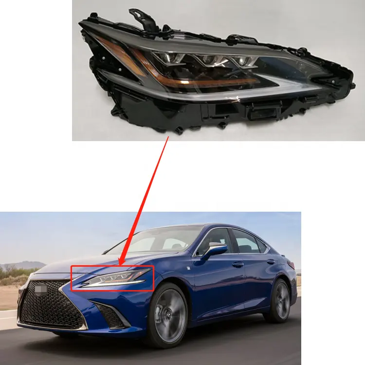 Nuovi fari di modifica del modello lampada frontale a 3 occhi versione usa fari automatici a LED per Lexus ES 2019