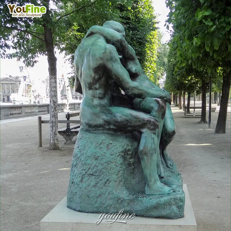 Famoso jardín al aire libre arte besando mujer y hombre escultura de bronce a la venta