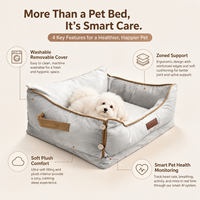 Lit intelligent pour chien en gros avec surveillance de la santé, suivi du rythme cardiaque et du sommeil, housse amovible et lavable, éponge respirante pour usage domestique