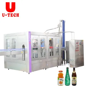 Máquina automática de engarrafamento de água potável carbonatada para garrafas de vidro linha de engarrafamento de água com gás
