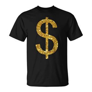Camiseta con Símbolo de Dólar, Diseño Brillante en Negro y Dorado, Prenda Moderna - Product Image 2