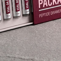 Boîte rigide personnalisée en carton gris avec tiroir pour flacons de peptides, avec doublure en éponge, impression offset et sérigraphie, soins personnels