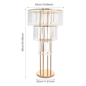ขาตั้งดอกไม้ตกแต่งบ้านคุณภาพดีสำหรับโรงแรม งานแต่งงาน วัสดุอะคริลิคคริสตัลสีทอง - Product Image 2