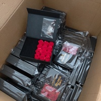LUYI Set Hadiah Kotak Bunga Sabun Mawar Kalung Lipstik Perhiasan Terlaris untuk Ulang Tahun Wanita, Hari Valentine, Hari Ibu