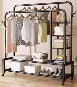 Porte-vêtements en acier robuste, organisateur multifonctionnel, porte-vêtements avec rails amovibles, <span class=keywords><strong>roulettes</strong></span>, rangement pour salon, debout, maison - Product Image 5