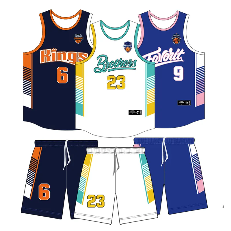 Maillot de basket-ball réversible personnalisé à séchage rapide, respirant, avec sublimation