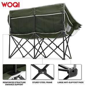 เก้าอี้โซฟาพับได้สำหรับสองคน WOQI ขนาด 57.5 นิ้ว x 39.5 นิ้ว สีเขียวทหาร ผ้า Oxford สำหรับตั้งแคมป์กลางแจ้ง พกพาสะดวก ใช้ได้ทั้งชายหาดและสนามหญ้า - Product Image 5