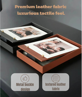 Cadre photo en cuir fait main, réglable, avec rangement dissimulé, logo personnalisé en relief, en acier inoxydable, pour cadeaux d'entreprise
