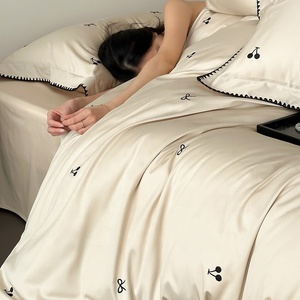 Ensemble de housse de couette de luxe Champagne, fournisseur, garniture en zigzag personnalisée, imprimé réactif, ensemble de draps instantané - Product Image 2