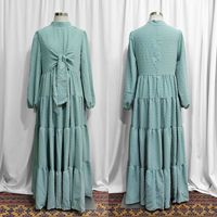 R-770 Damen Nahöstliches Muslimisches Atmungsaktives Polyester-Abaya-Kleid Elegantes Blumen-Paisley-Muster Lange Knöchellange Ärmel