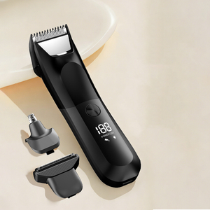 Groin & Body Hair Trimmer with <b>Mirror</b> Dual-Head Beard Trimmer & Foil Blades Wet & Dry Groomer Electric Ball Pubic Trimmer <b>Shaver</b> - Product Image 2