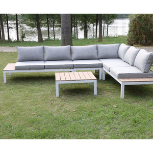 Ensemble <span class=keywords><strong>de</strong></span> <span class=keywords><strong>salon</strong></span> <span class=keywords><strong>de</strong></span> <span class=keywords><strong>jardin</strong></span> moderne en forme <span class=keywords><strong>de</strong></span> L, en <span class=keywords><strong>bois</strong></span> et <span class=keywords><strong>aluminium</strong></span>, pour cours, hôtels, villas, canapé <span class=keywords><strong>de</strong></span> <span class=keywords><strong>jardin</strong></span> - Product Image 3