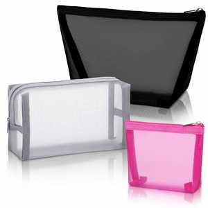 Juego de 3 Bolsas de Maquillaje de Malla con Cierre, Bolsa de Aseo de Viaje para Organizar Maquillaje - Product Image 3