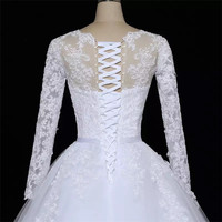 Nouvelle Robe de Mariée Blanche Pure à Manches Longues en Dentelle, Modèle 2022, Robe de Bal de Mariée Sexy avec Traîne