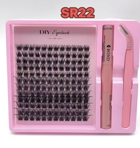 Kit d'extension de cils professionnel Aesphylash en faux vison épais à longueurs mixtes, semi-fait main, pour DIY, avec logo personnalisé, coton noir - Product Image 6