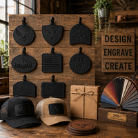 Patch de casquette vierge en cuir PU auto-adhésif, personnalisable avec logo gravé au laser et imprimable UV, 6 formes, direct usine OEM