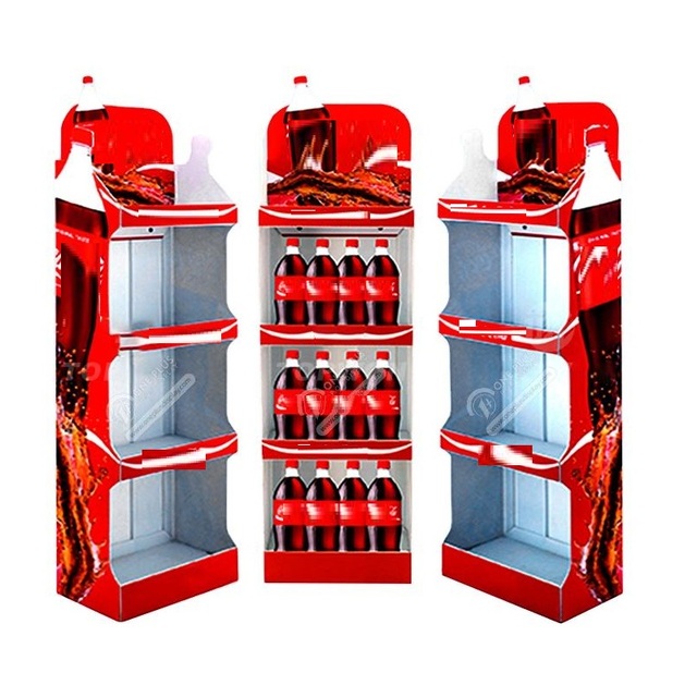 FSC Certificates Corrugated Cardboard Display Stand Retail Floor Display Stand for Drink Beer Wine Water Bottle Display Rack