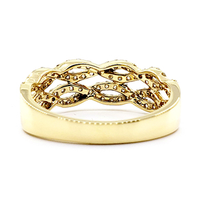 Hong Kong Wholesale Twist Design New Inventions 14k Yellow Gold VS SI Diamond Half Way Custom Gold Wedding Band Ring for Women - Product Image 3