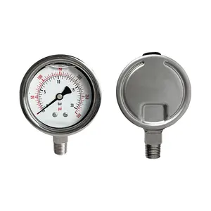 All Stainless Steel Glycerin Filled Pressure Gauge Manometer With Bottom Connection