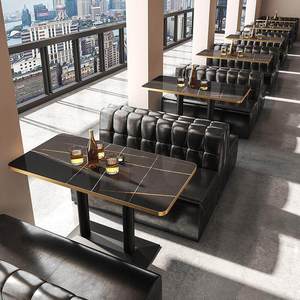Móveis Modernos para Lounge de Hotel e Restaurante, Sofá para Bar e Clube Noturno, Conjunto de Cadeiras e Mesas em Forma de U e L em Couro PU e Metal - Product Image 1
