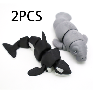 Ensemble d'ornements imprimés en 3D Baleine et Manatee, Jouet créatif articulé en deux parties, Décoration ludique, Collection animaux et dinosaures tendance - Product Image 3