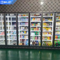 Chambre froide commerciale transparente en verre, congélateur et refroidisseur à accès direct pour produits frais et surgelés d'hypermarché