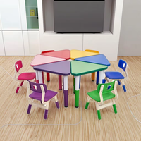 Ensemble de bureau et de chaise pour enfants de maternelle de haute qualité, moderne, réglable en hauteur, coloré, tables hexagonales pour la maternelle