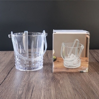Seau à glace en verre et pinces avec poignées, 900 ml, accessoires de bar pour la maison, seaux à glace pour les fêtes, seau à champagne, congélateur en verre