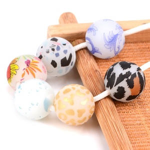 Best Selling Borjay Food Grade Custom 6 Styles Jewelry Beadable Pen Making 15mm Luminous Printed <b>Silicone</b> <b>Beads</b> - Product Image 1