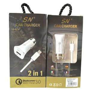 SN ที่ชาร์จแบตในรถ 12-32V พอร์ตคู่ USB QC3.0 ชาร์จเร็ว 2 ใน 1 สำหรับโทรศัพท์แท็บเล็ต - Product Image 1