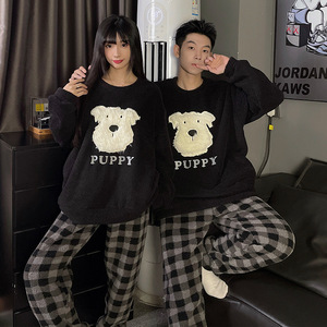 <span class=keywords><strong>Pigiama</strong></span> Termico Autunno Inverno per Coppie, Maniche Lunghe, Foderato in <span class=keywords><strong>Pile</strong></span> Corallo per Donna, Spesso e Carino con Cartoni Animati, Abbigliamento da Casa per <span class=keywords><strong>Uomo</strong></span> - Product Image 6