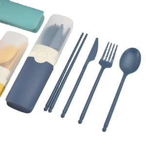 Rơm Lúa Mì Dao Kéo Muỗng Nĩa Dao Dao Kéo Thiết Lập Với Hộp Sinh Thái Bạn Bè Di Động Ngoài Trời Du Lịch Cắm Trại Dao Kéo - Product Image 3