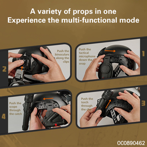 Đèn pin tai nghe Khuếch đại 4x Kính thiên văn vai trò giả vờ chơi đồ chơi nhựa quân đội ngụy trang Mũ bảo hiểm Kid - Product Image 4