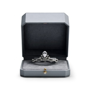 FANXI Mới Bán Buôn Hình Dạng Bát Giác Trang Sức Hộp Bao Bì Vòng Cổ Hộp Màu Xám Nhạt Pu LeatherJewelry Đóng Gói Hộp Quà Tặng - Product Image 4