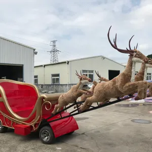 Navidad装饰电动大雕像玩具摆件大型户外玻璃纤维移动圣诞真人大小圣诞雪橇驯鹿